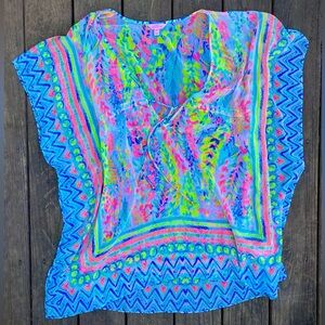 RARE 🦄✨ Lilly Pulitzer Beach Caftan in “Catch the Wave” XXS